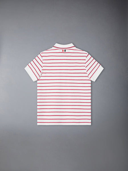 CHILDREN'S HONEYCOMB STRIPED POLO WHITE/RED