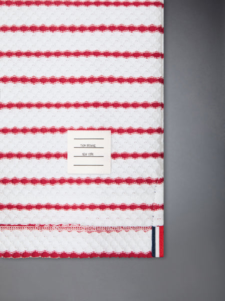 CHILDREN'S HONEYCOMB STRIPED POLO WHITE/RED