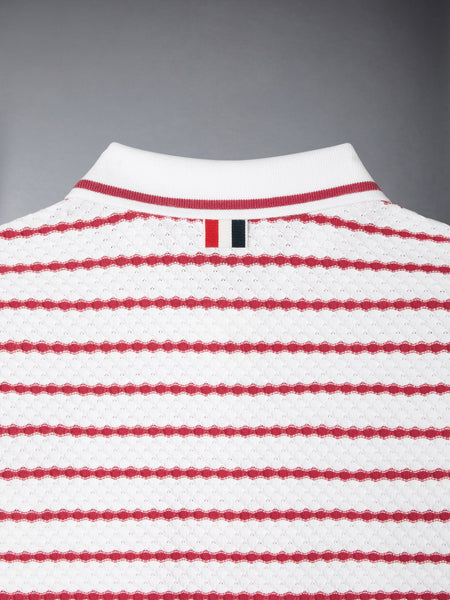 CHILDREN'S HONEYCOMB STRIPED POLO WHITE/RED