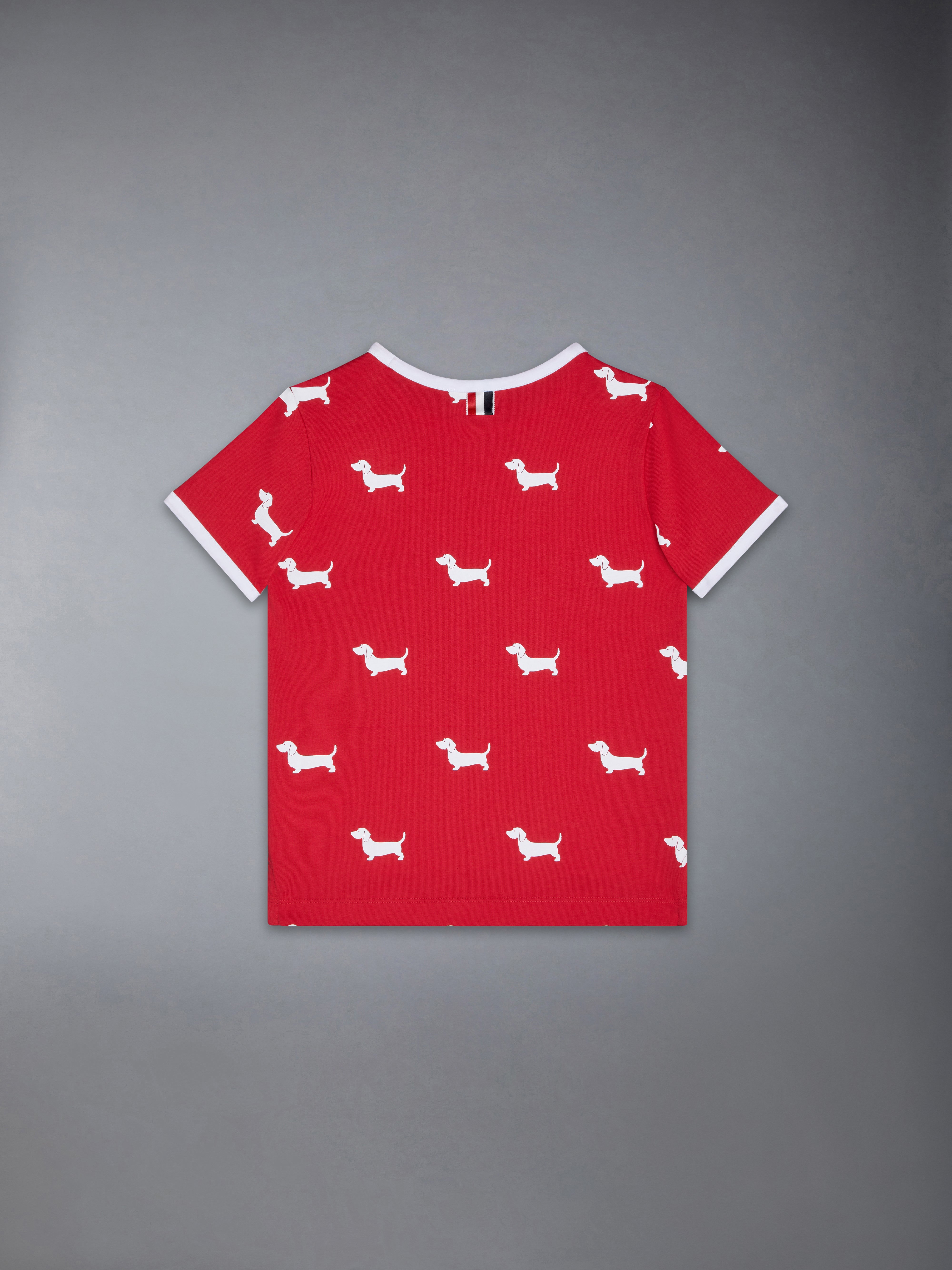 Crew Neck Ringer Tee In Light Medium Jersey Printed Hector