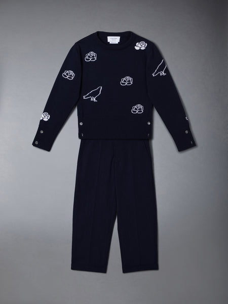 FINE MERINO WOOL ROSE AND RAVEN PULLOVER NAVY