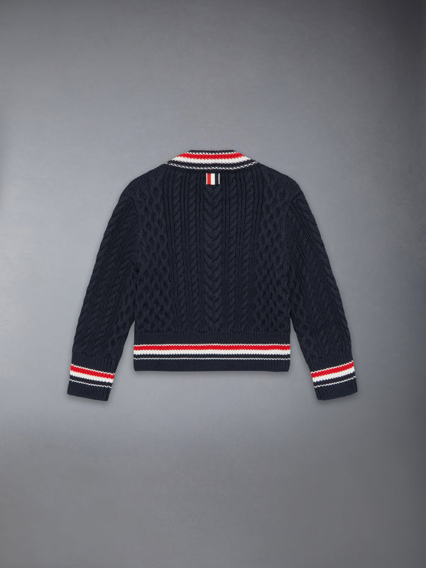 ARAN CABLE RWB CRICKET STRIPE PULLOVER - image 2