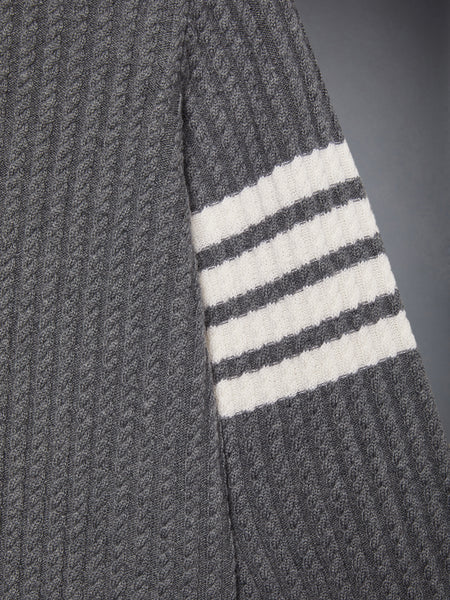 CHILDREN'S WOOL CABLE KNIT 4-BAR TURTLENECK MED GREY