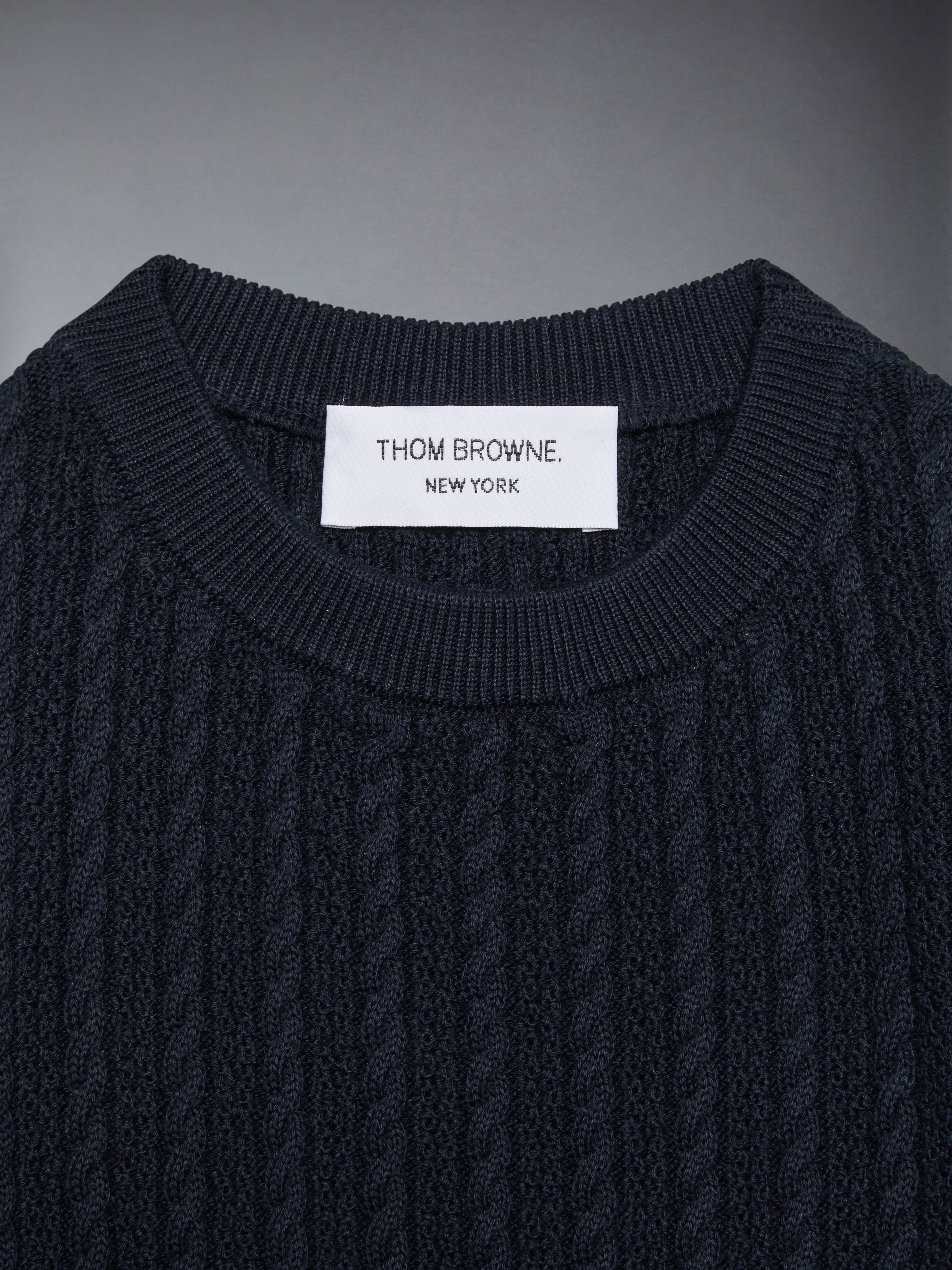 【送料&関税込】Thom Browne baby Cable Rib Stitch Cotton Pul Thom Browne Baby Cable Rib Stitch Cotton Pullover In Grey