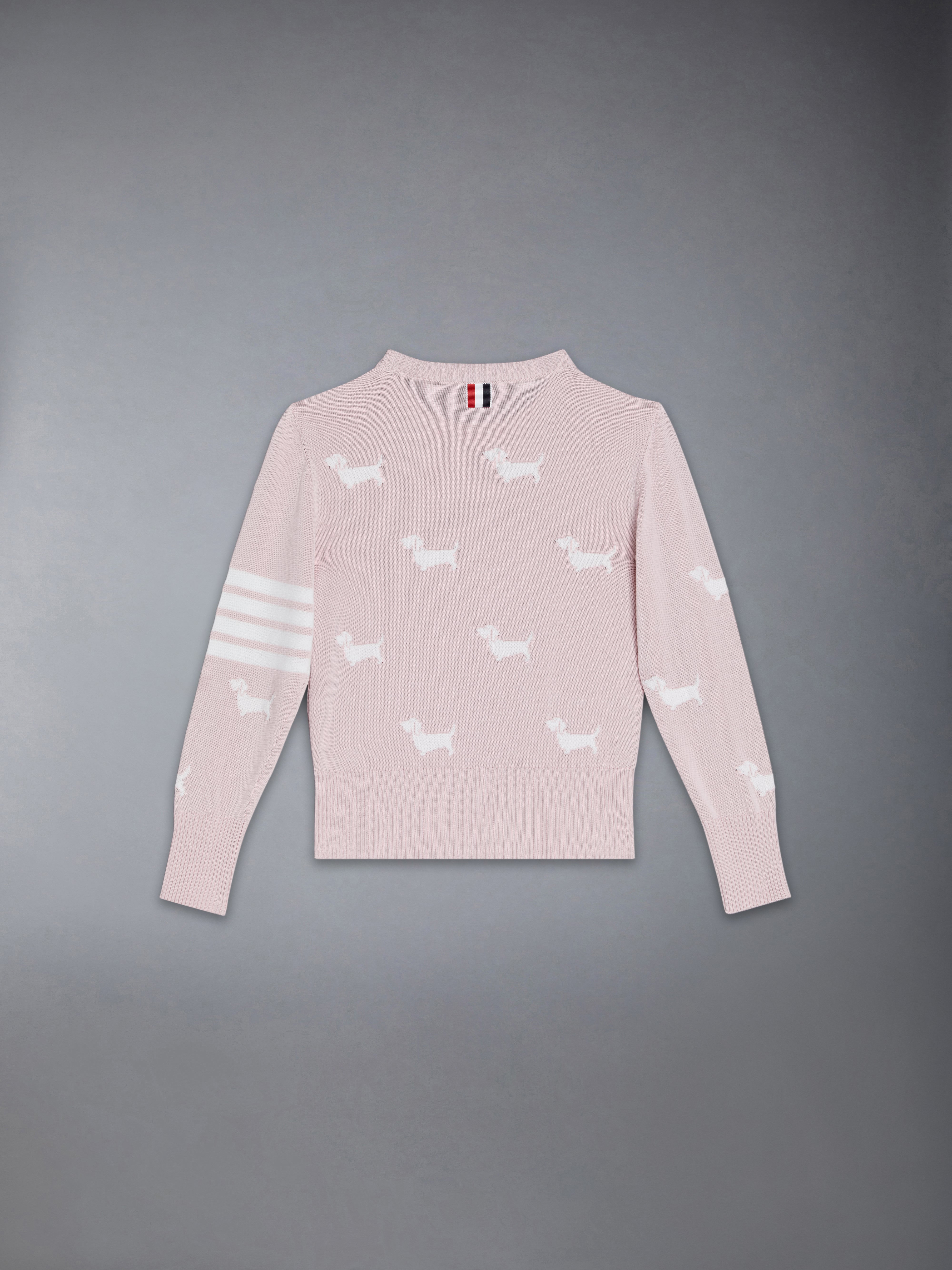 Crew Neck Pullover W/4 Bar And Hector Halfdrop In Cotton