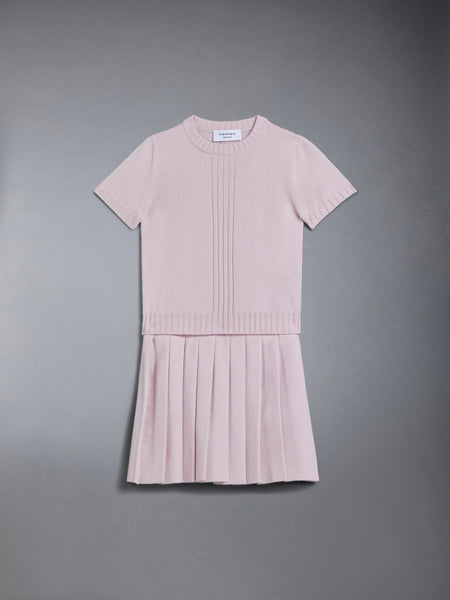 CHILDREN'S WOOL KNIT PLEATED SKIRT PINK
