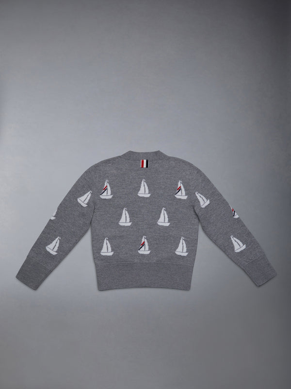 Kid's Fine Merino Half Drop V-Neck Cardigan - image 2