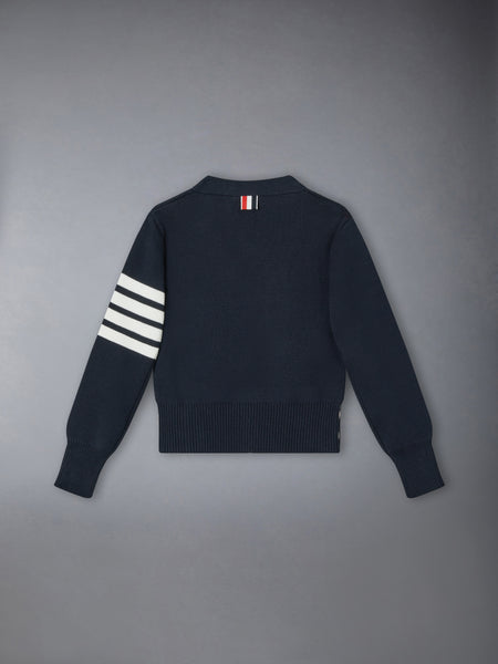 CHILDREN'S MILANO STITCH 4-BAR V-NECK CARDIGAN NAVY