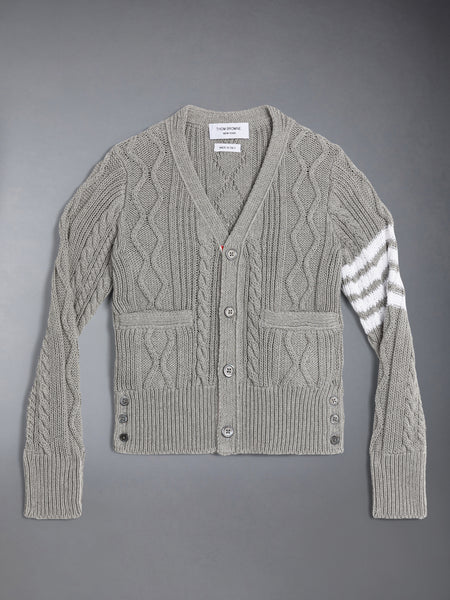 CHILDREN'S COTTON V-NECK CARDIGAN LT GREY