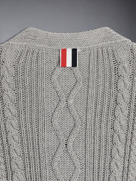 CHILDREN'S COTTON V-NECK CARDIGAN LT GREY