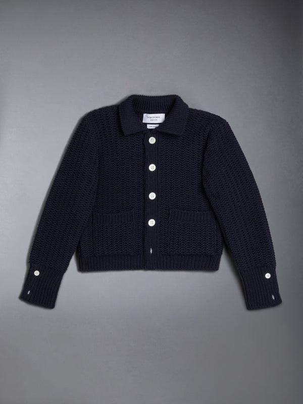 KID'S WOOL KNIT CHUNKY POLO CARDIGAN - featured image