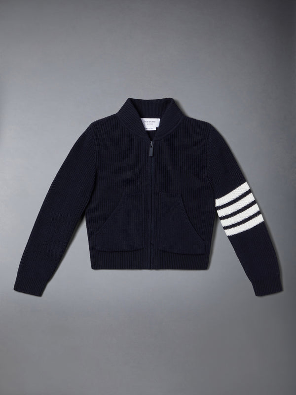 COTTON 4-BAR ZIP UP CARDIGAN - featured image