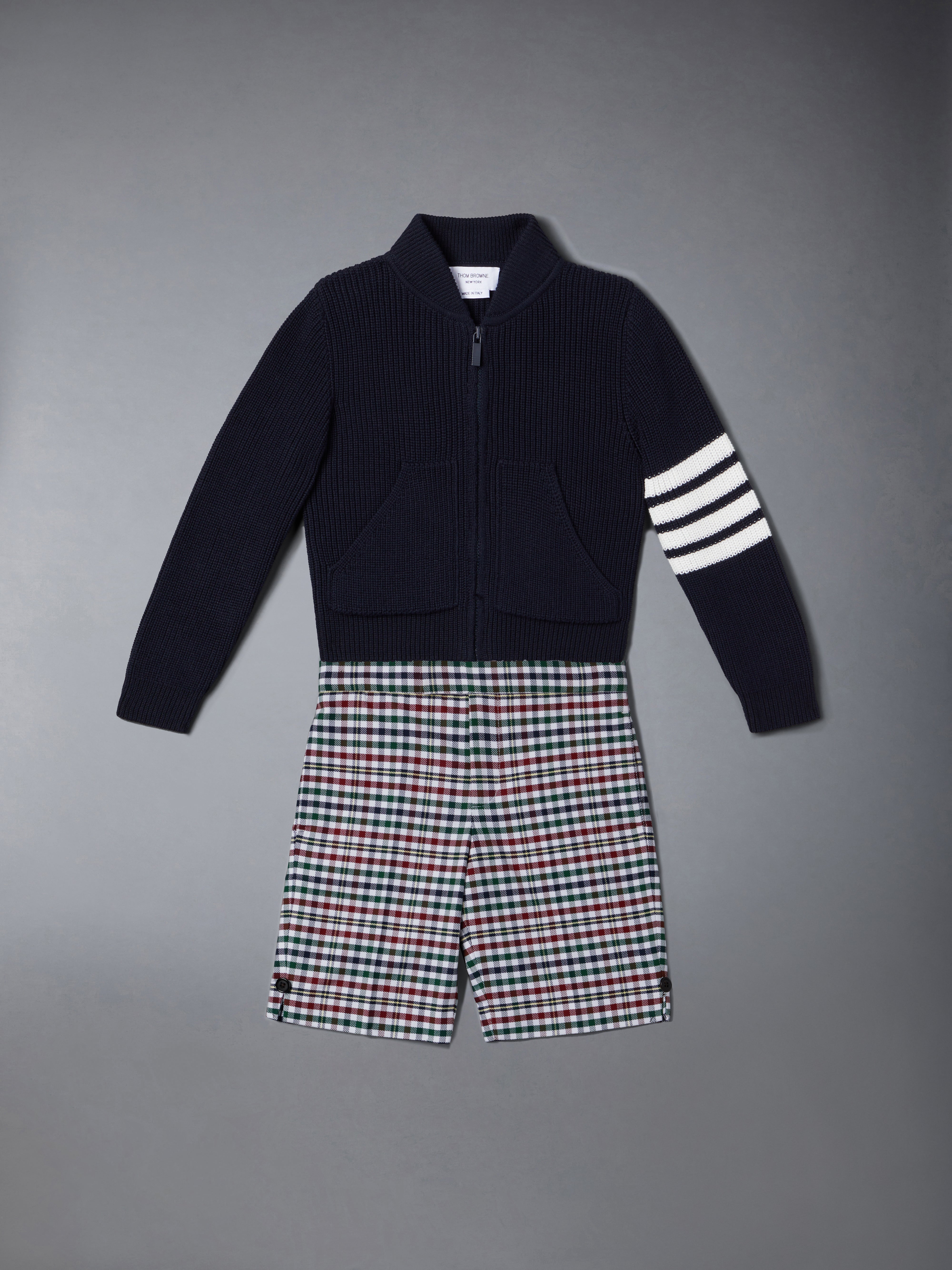 Cotton 4 Bar Zip Up Cardigan | Thom Browne