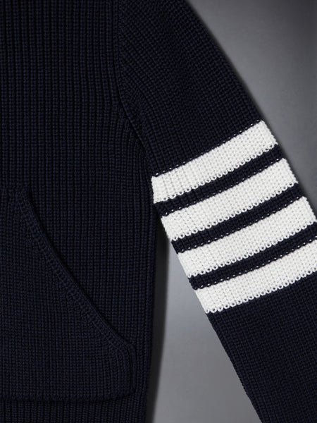 コットン 4BAR ジップアップ カーディガン ネイビー