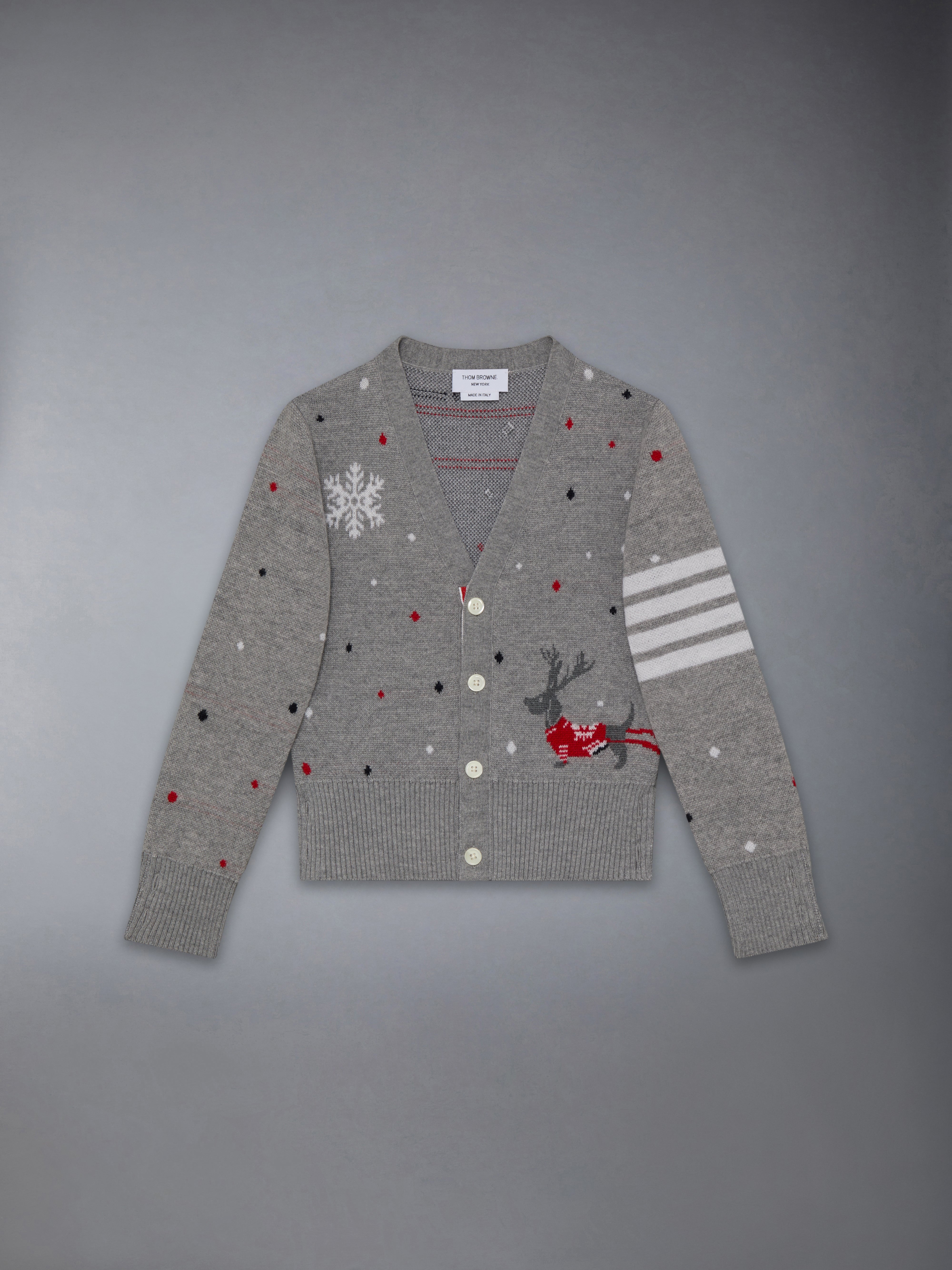 Wool Reindeer Hector 4-Bar Intarsia Cardigan | Thom Browne