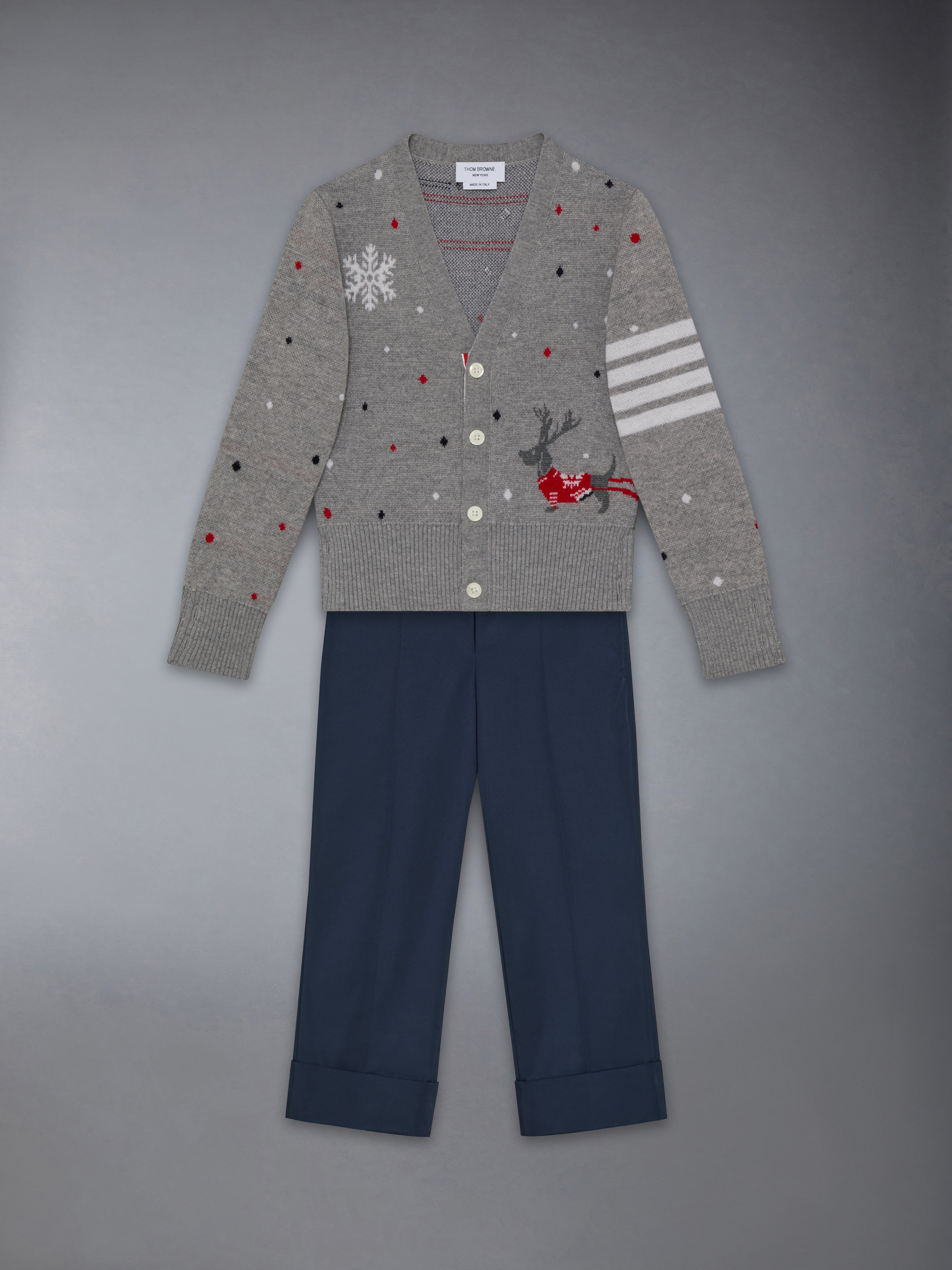 Wool Reindeer Hector 4-Bar Intarsia Cardigan | Thom Browne