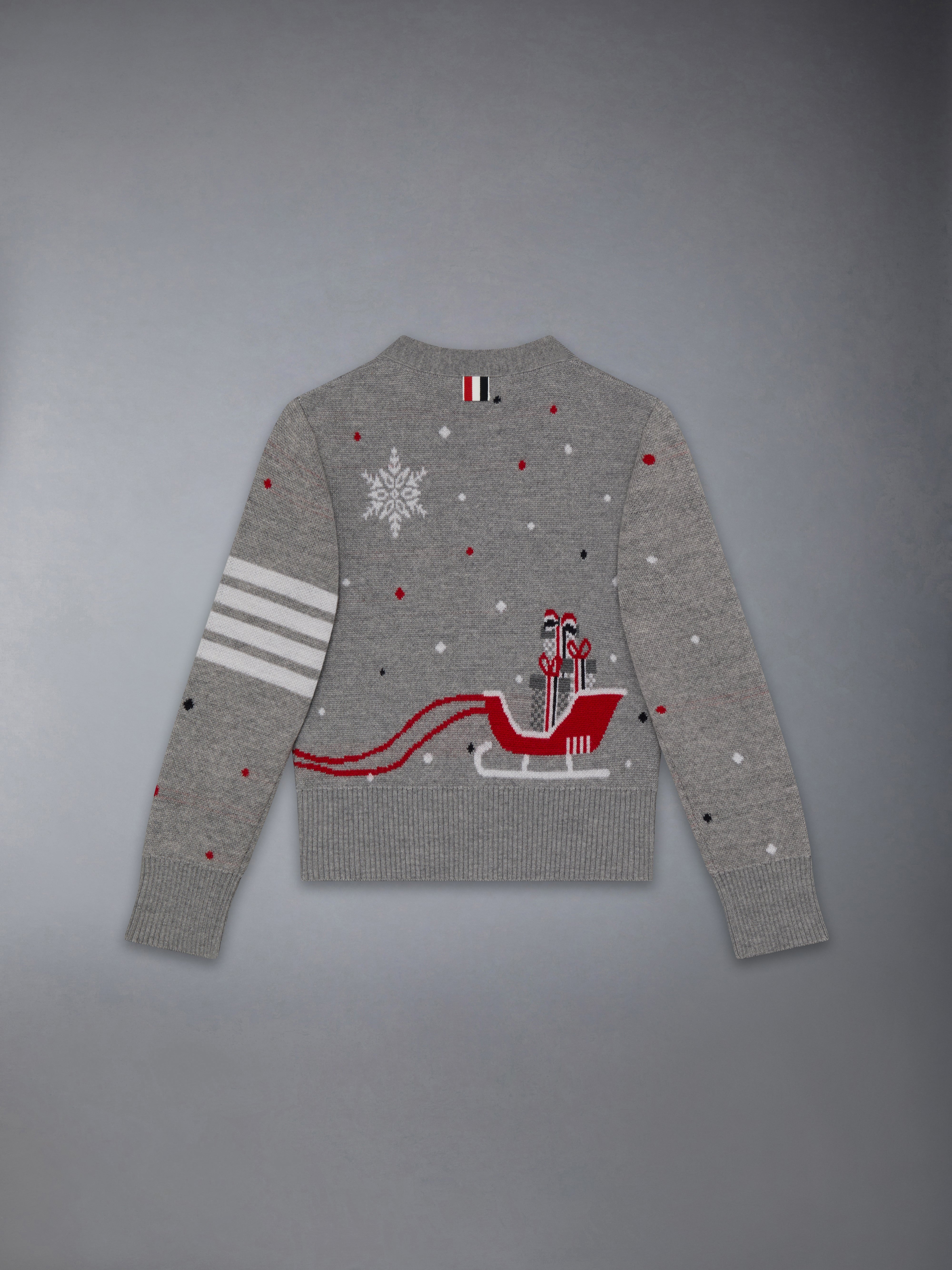 Wool Reindeer Hector 4-Bar Intarsia Cardigan | Thom Browne
