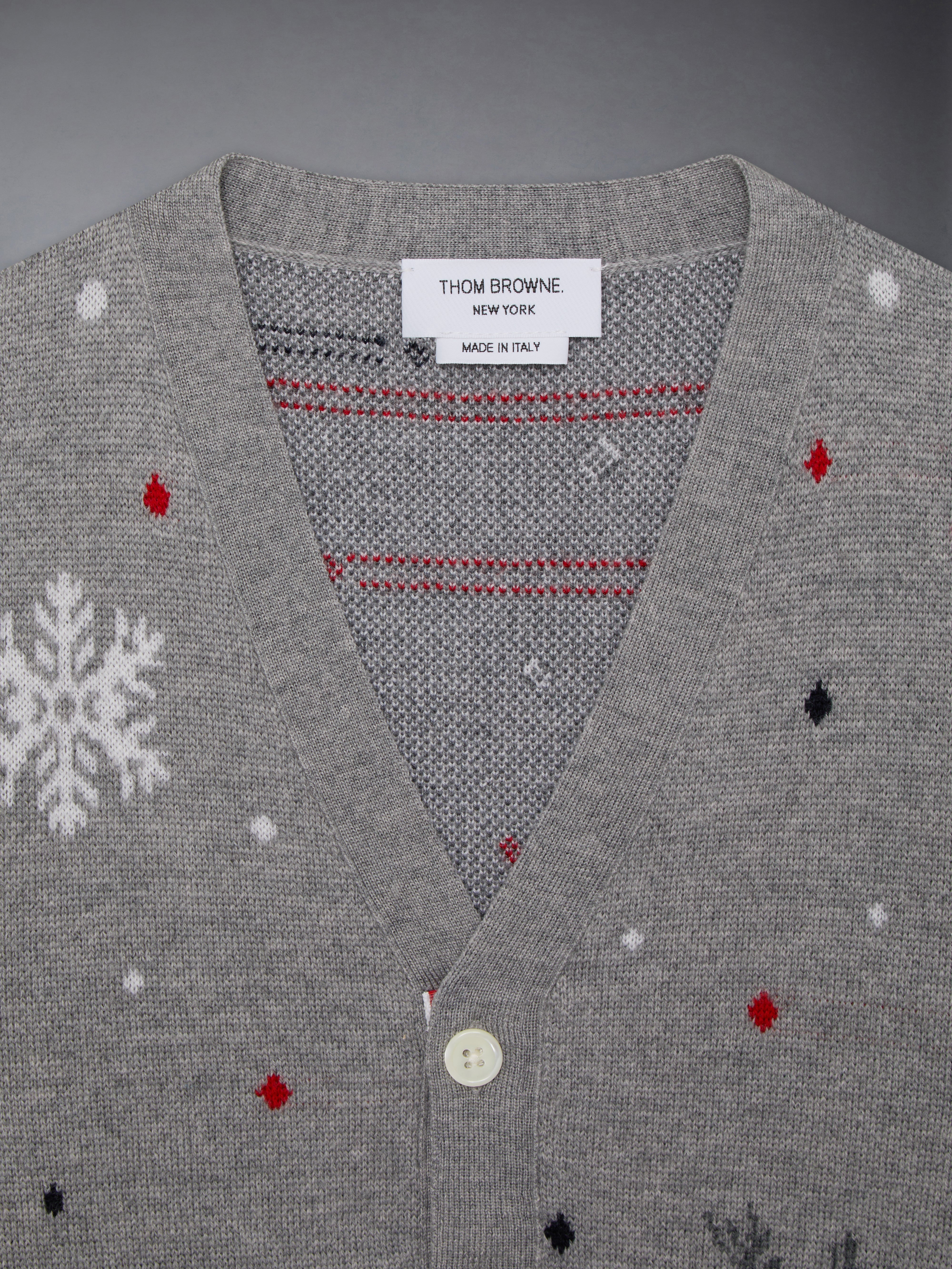 Wool Reindeer Hector 4-Bar Intarsia Cardigan | Thom Browne