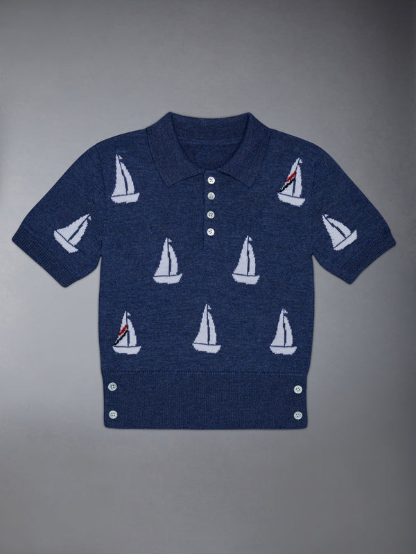 Kid's Fine Merino Half Drop Knit Polo - featured image