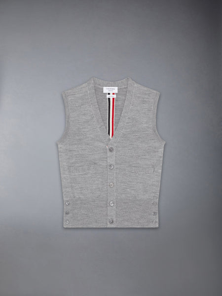 CHILDREN'S WOOL STRIPE V-NECK CARDIGAN VEST