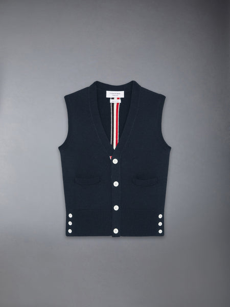 CHILDREN'S WOOL STRIPE V-NECK CARDIGAN VEST