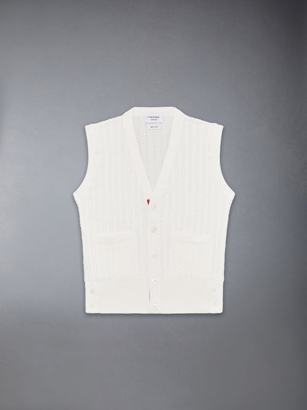 CHILDREN'S COTTON CABLE KNIT V-NECK CARDIGAN VEST - image 2