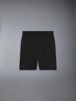 Black Wool Pique Suiting Tuxedo Bermuda Shorts