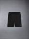 Black Wool Pique Suiting Tuxedo Bermuda Shorts - BLACK