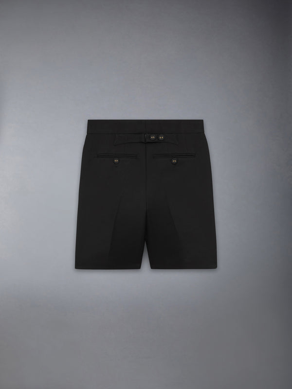 Black Wool Pique Suiting Tuxedo Bermuda Shorts