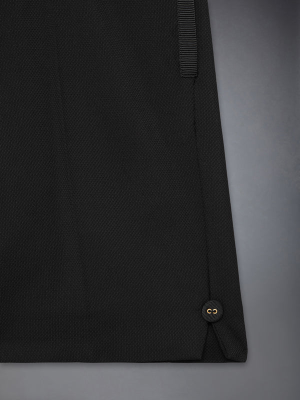 Black Wool Pique Suiting Tuxedo Bermuda Shorts