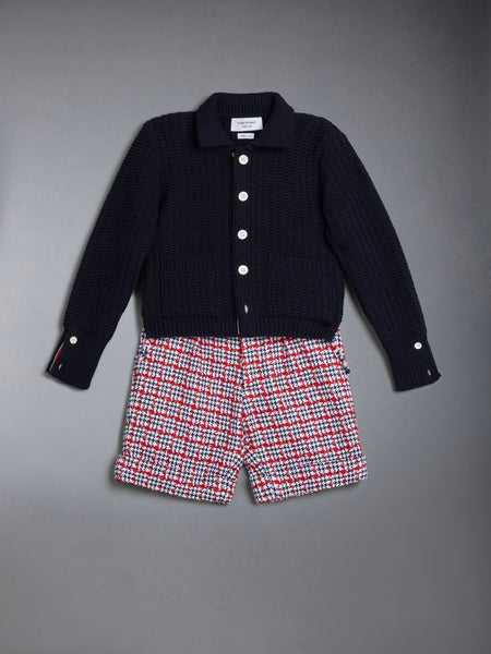 KID'S SUMMER TWEED FRAY SUSPENDER SHORT RWBWHT