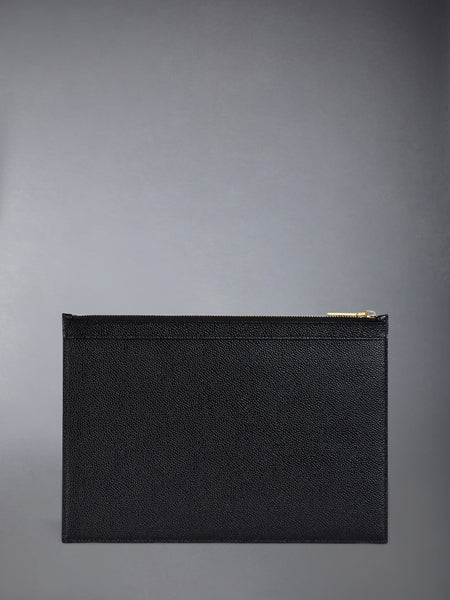 PEBBLE GRAIN SMALL ZIP TABLET HOLDER BLACK
