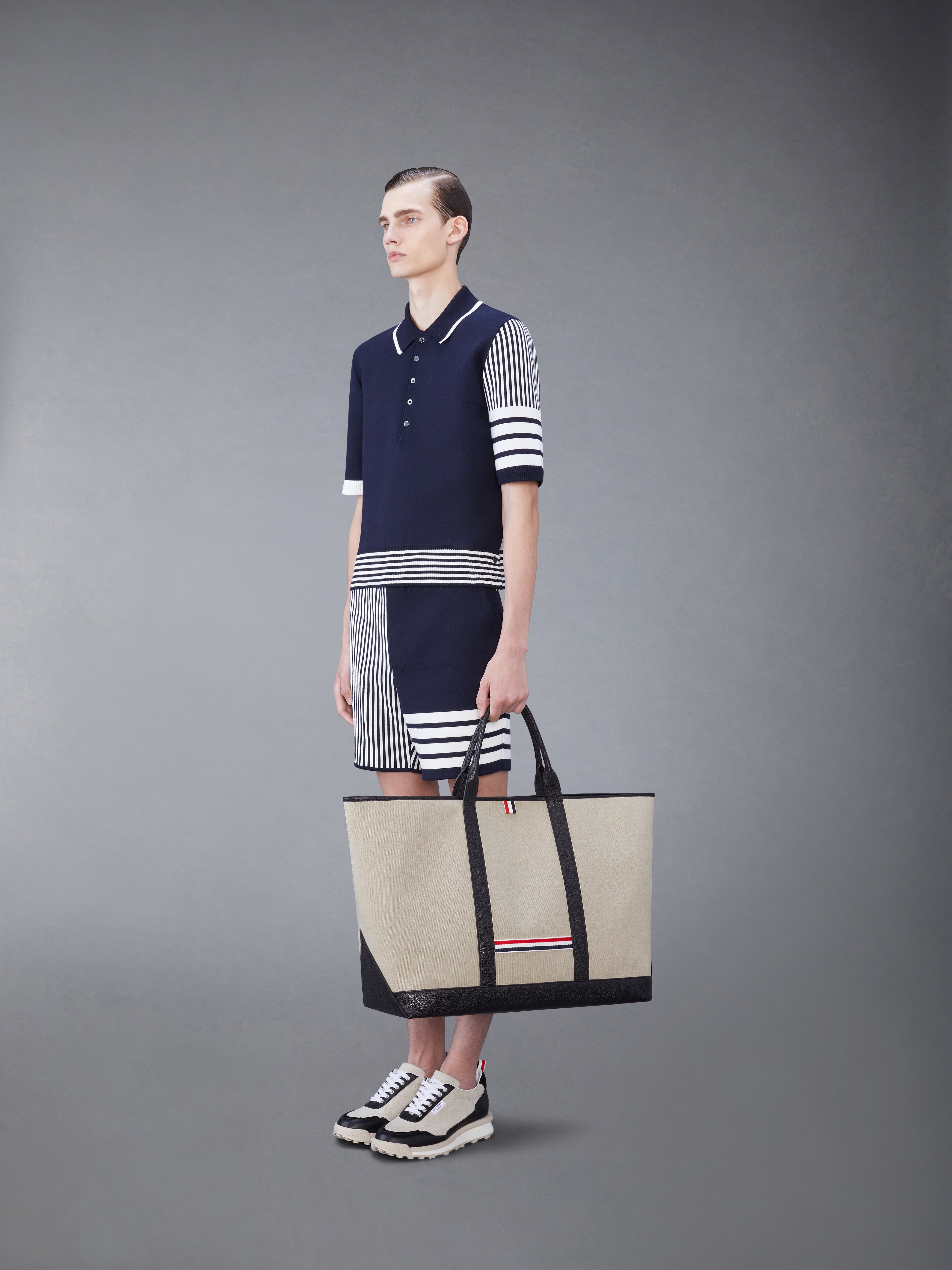 Cotton Canvas Leather Oversized Tool Tote | Thom Browne