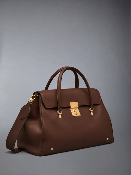 BOLTON WEEKENDER BAG IN SOFT CALF LEATHER DARK BROWN