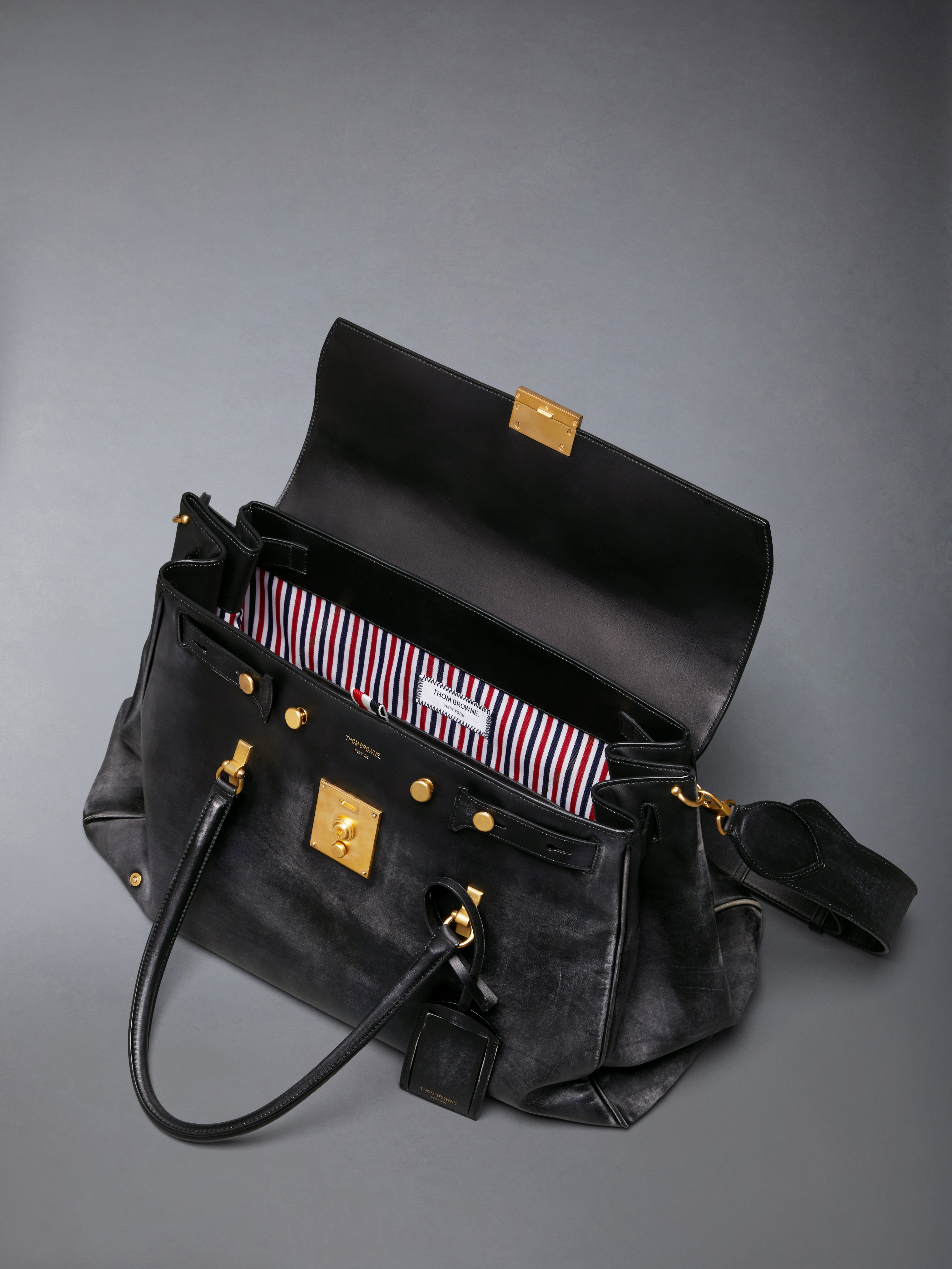Bolton Weekender Bag In Distressed Leather | Thom Browne