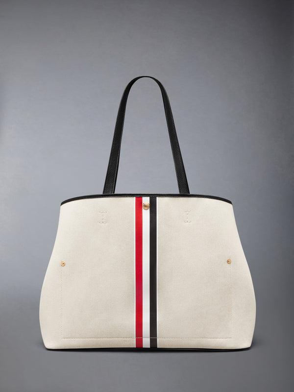 HORIZONTAL TOTE IN SALT AND PEPPER COTTON CANVAS - featured image