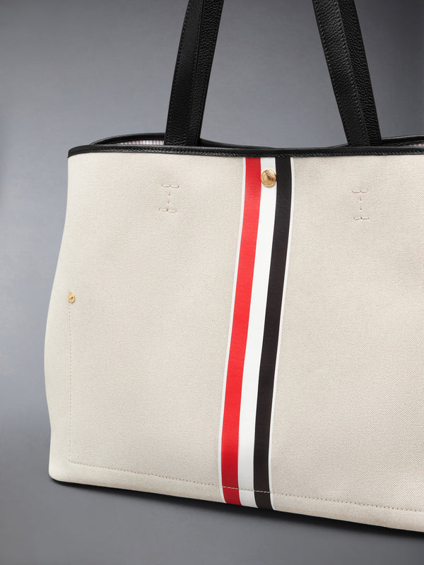 HORIZONTAL TOTE IN SALT AND PEPPER COTTON CANVAS - image 10