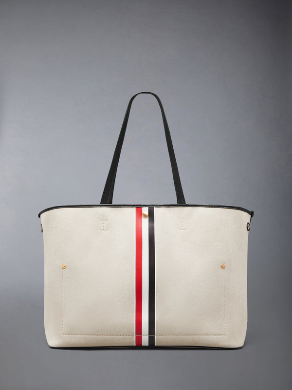 HORIZONTAL TOTE IN SALT AND PEPPER COTTON CANVAS - image 2