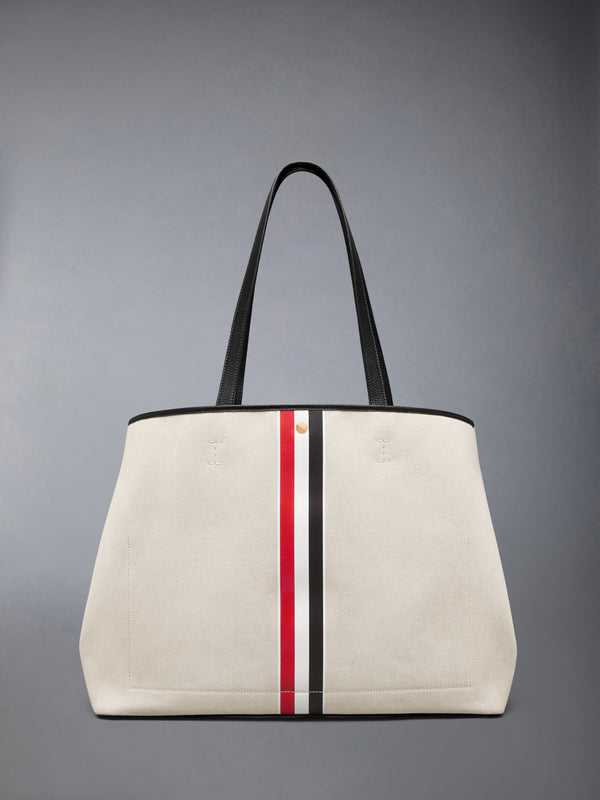 HORIZONTAL TOTE IN SALT AND PEPPER COTTON CANVAS - image 3