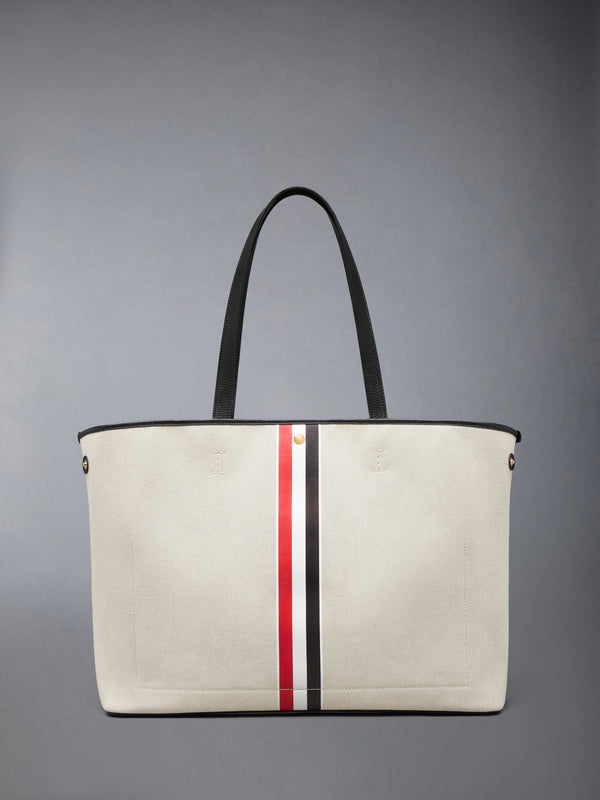 HORIZONTAL TOTE IN SALT AND PEPPER COTTON CANVAS - image 4
