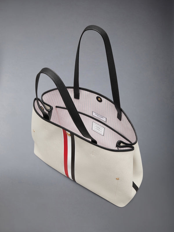 HORIZONTAL TOTE IN SALT AND PEPPER COTTON CANVAS - image 8