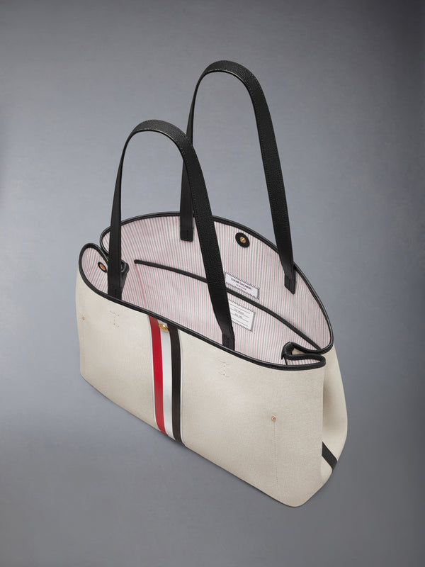HORIZONTAL TOTE IN SALT AND PEPPER COTTON CANVAS - image 9