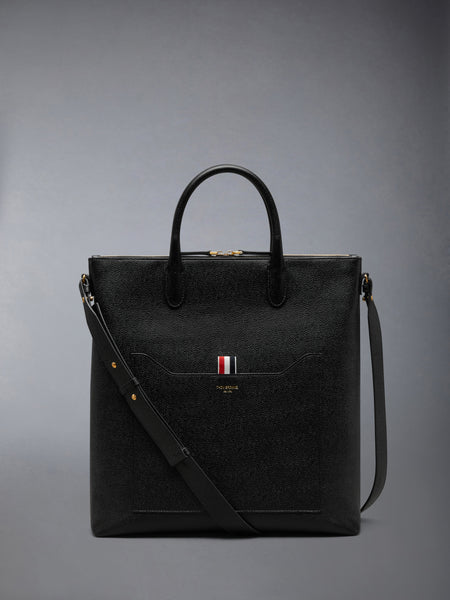 VERTICAL TOOL TOTE IN PEBBLE GRAIN LEATHER BLACK