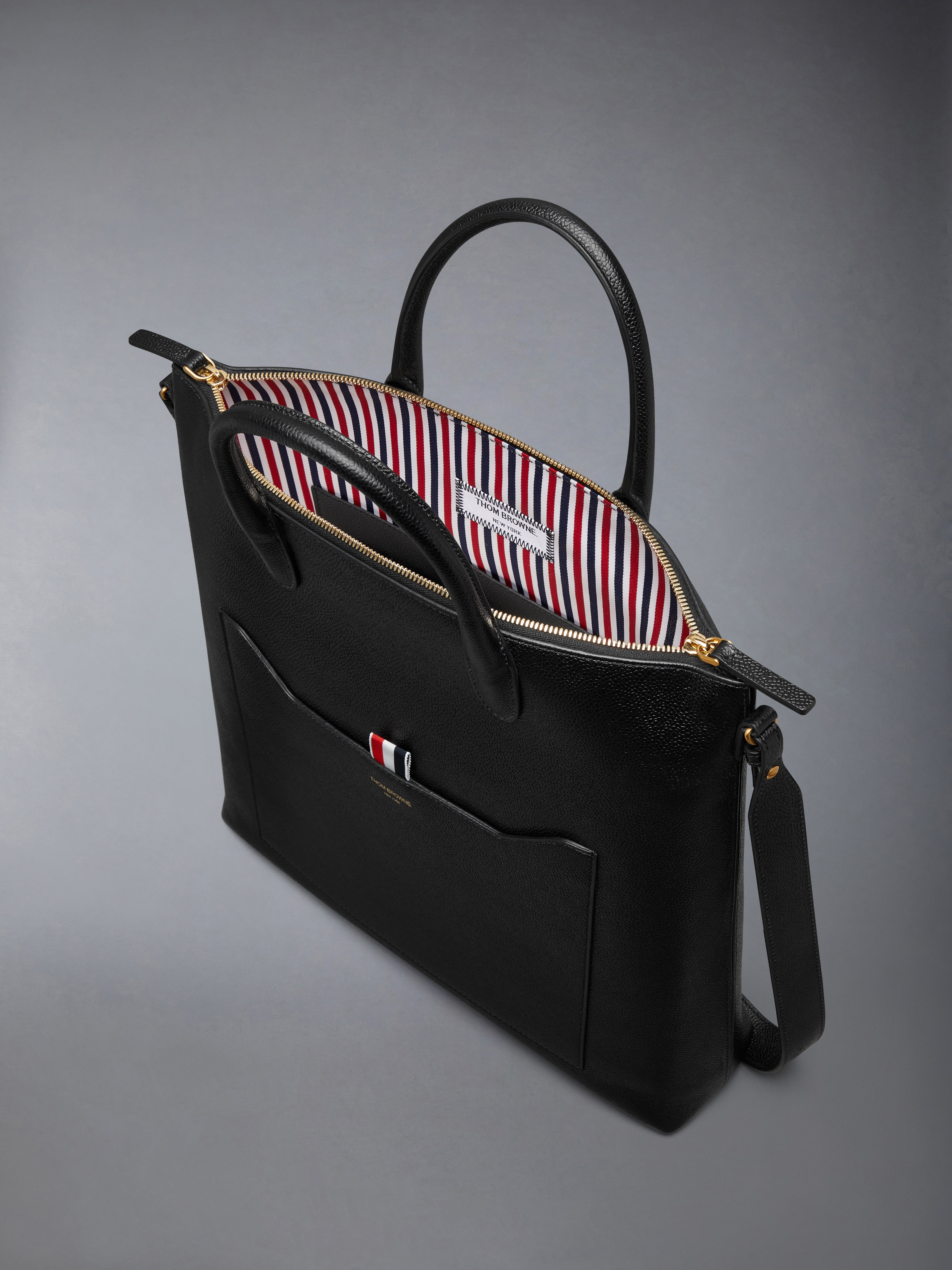Vertical Tool Tote In Pebble Grain Leather | Thom Browne