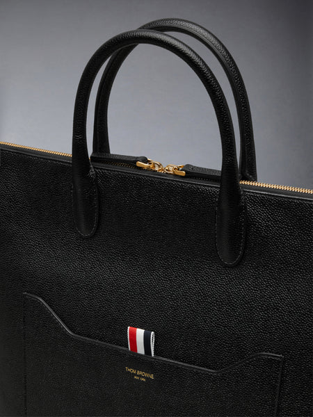 VERTICAL TOOL TOTE IN PEBBLE GRAIN LEATHER BLACK