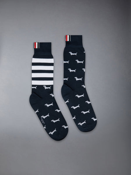 COTTON 4-BAR HECTOR MID CALF SOCKS NAVY