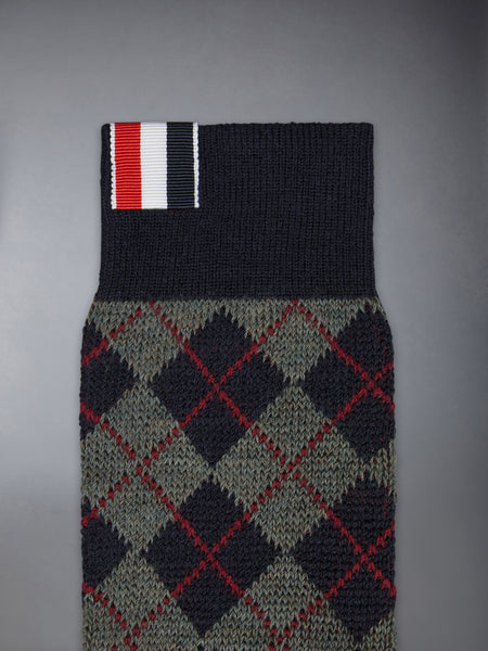 ARGYLE JACQUARD WOOL MID-CALF SOCKS