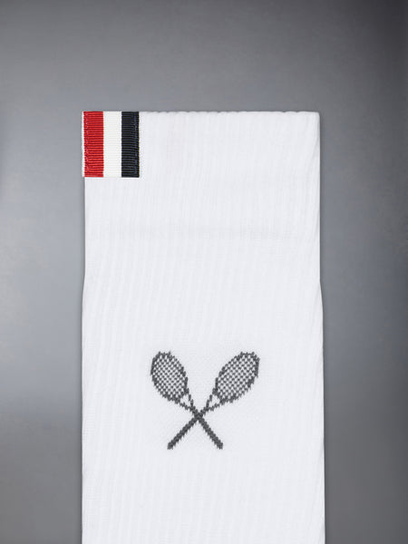 TENNIS RACQUET ATHLETIC SOCKS WHITE