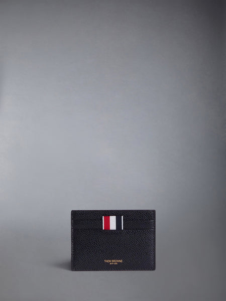 PEBBLE GRAIN SINGLE CARD HOLDER BLACK