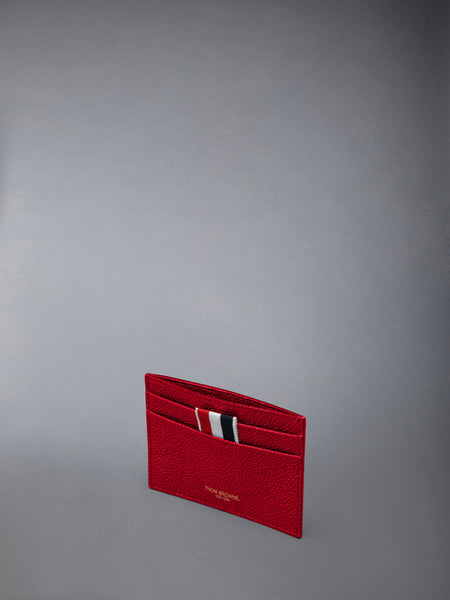 PEBBLE GRAIN SINGLE CARD HOLDER RED